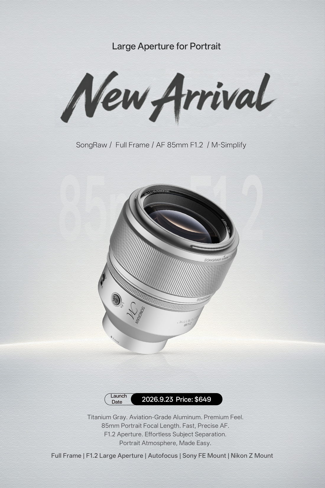SongRaw 85mm F1.2 E-mount Samples